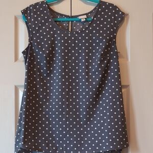 Merona Gray and White Polka Dot Blouse